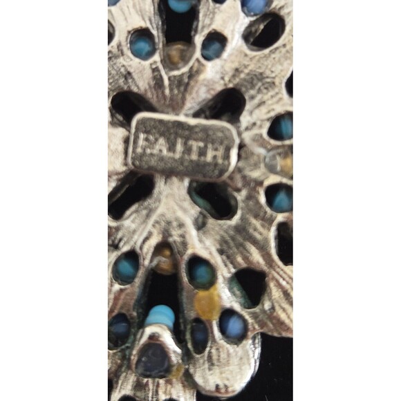 VTG F.A.I.T.H multicolor Rhinestones Pendant Multi Strand Seed Beads Necklace - Picture 9 of 14